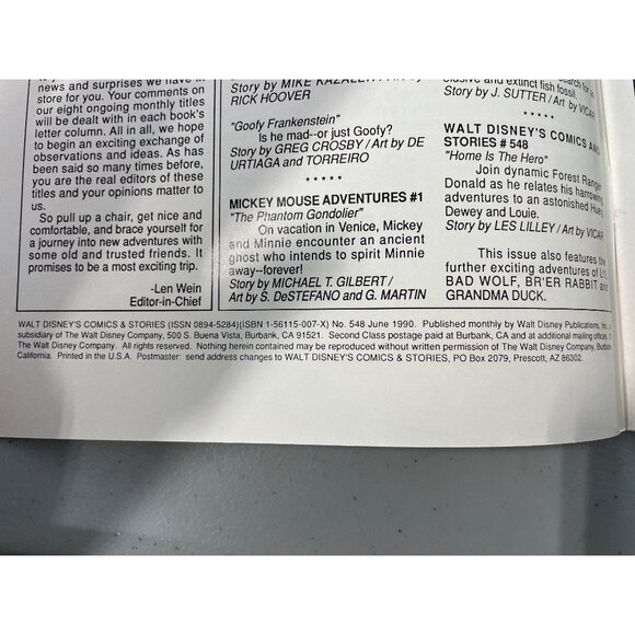 Walt Disneys Comics and Stories 548 June 1990 Huey Dewey & Louie Bagged Boarded - Picture 3 of 6